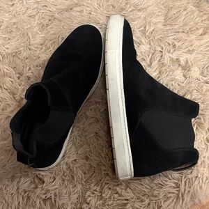 High Top Black Suede Ankle Slip On Sneakers